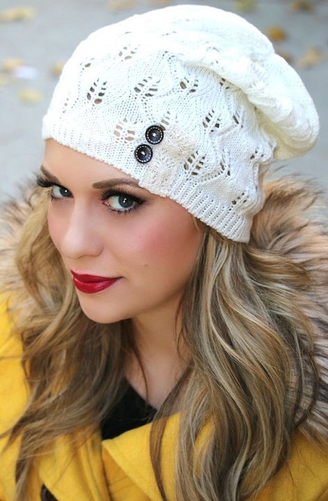 Wholesale Pure Woolen Hat Hollow Leaf Lace Button Knitted Hat